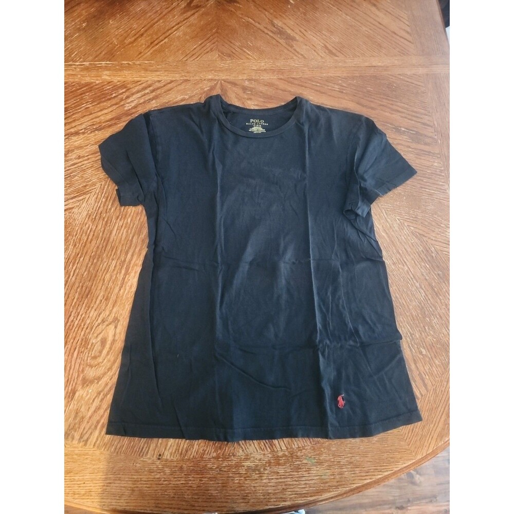 Polo Ralph Lauren Shirt Mens M Classic Fit Black Crew Neck Cotton Preppy